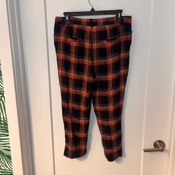 Cartonnier by Anthropologie Tartan Plaid Ankle Pants Black Motif Size 6P - Picture 2 of 8